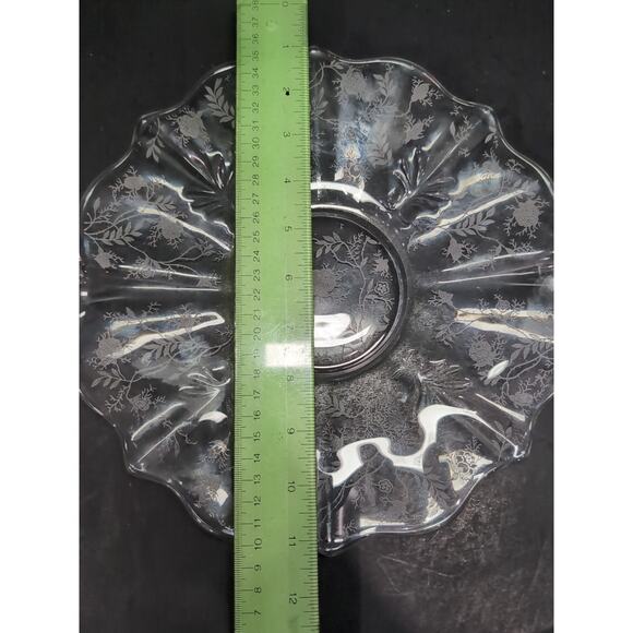 Fostoria Etched Chintz Cake Platter with‎ Handles, Uranium Glassware, Home Decor - Picture 6 of 6